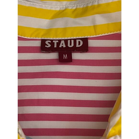 STAUD Martha Shirt Medium Colorblock Multicolor Striped Button Up Blouse M - Picture 7 of 7